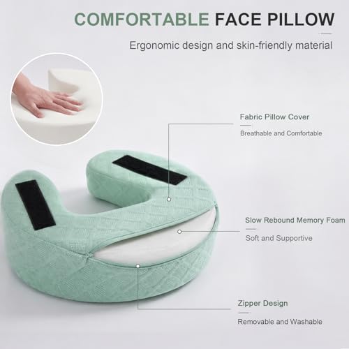 HoMove Green Adjustable Massage Headrest for Bed with Arm Rest - Home Post-Eye Surgery Support