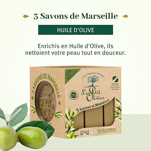 Natural Olive Oil Marseille Soap Bars - Gentle, Paraben-Free, Cruelty-Free, Made in France