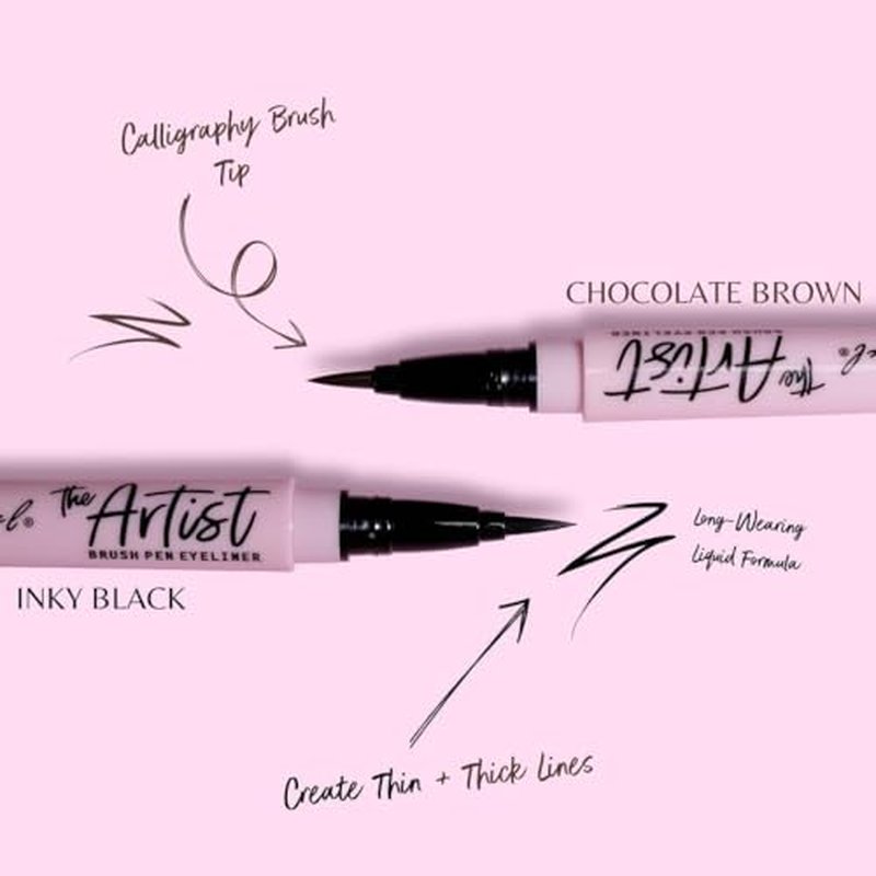 L.A. Girl The Artist Brush Pen Eyeliner, Inky Black GLE740 (Pack of 2)