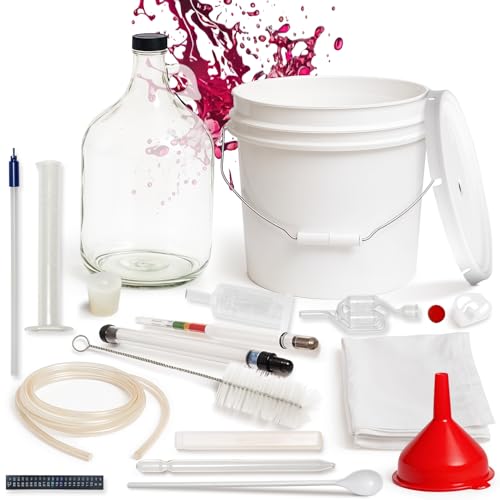 Complete Wine & Mead Making Kit for Home Brewing - Includes Glass Carboy & Fermenter