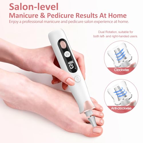 Electric Nail Drill File, Haootadiy Cordless Electric Nail Filer Buffer with Nail Drill Bits Sanding Bands Professional Manicure Pedicure Set for Nail Grind Trim Polish, for Women & Men
