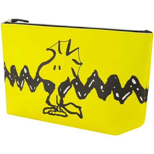 Concept One Peanuts Woodstock Travel Makeup Bag Yellow Trapezoid Cosmetic Organizer for Women