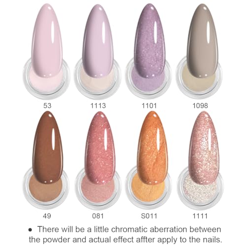 Dip Powder Nail Kit 8 Colors with Blush & Lavender Dreams Variation - Manicure Set with Primer, Top Coat, Activator & Glitter