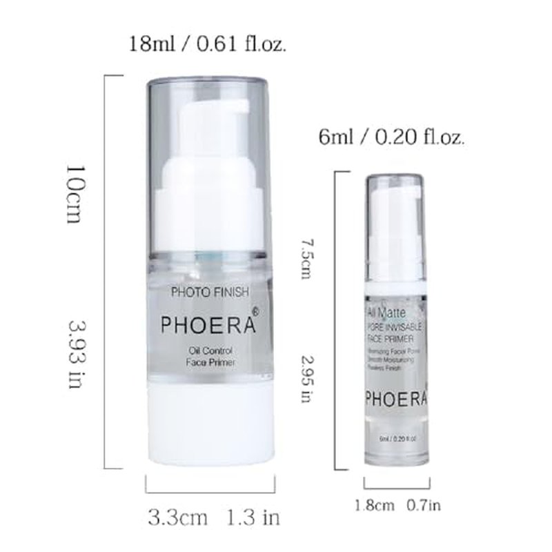 2 Pack PHOERA Primer for Face Makeup, Pore Shrink Wrinkles Remove Fine Lines Hydration Clean Prime.6 ML*2