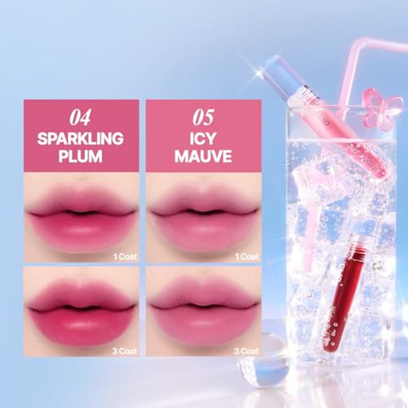 CLIO Water Soda Tint 5 Colors, Korean Lip Stain, High Moisturizing, Strong Hydrating Water Lip Oil, Gloss, Non Sticky Lip Stain, K-Beauty Lips (05 ICY MAUVE, One Size)