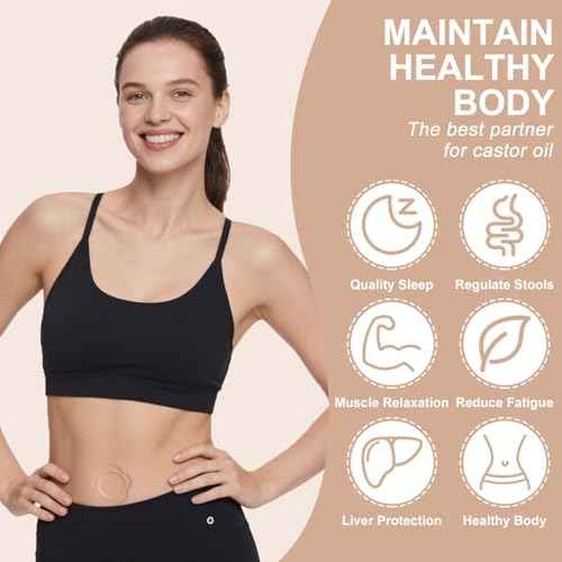 Castor Oil Patches for Belly Button, 100PCS Castor Oil Pack Wraps Organic Cotton Self-Adhesive Castors Oils Pack Anti Leakage Disposable Pads Portable & Breathable No Wash (Oil Not Included)