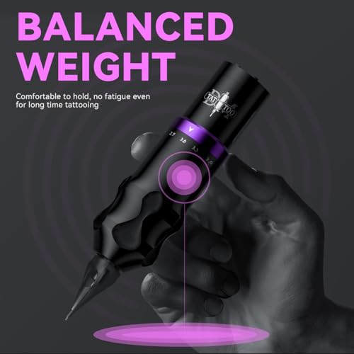DMTATTOO Wireless Tattoo Pen Machine with Smart Display - Purple, 7 Stroke Lengths