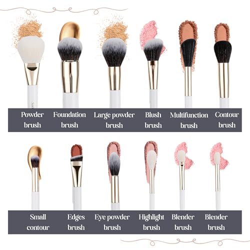 Makeup Brush Set (24 Pieces) - Includes Foundation, Powder, Concealers, Highlighter, Contour, Eye Shadows & Blush Brushes - Face & Eye Make Up Brushes with Soft Bristles - Leather Case Included