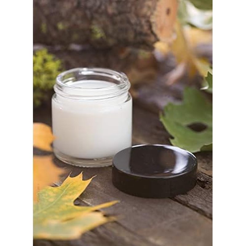 1 oz / 30 ml Clear Thick Wall Glass Straight Sided Jar with Black Smooth Lids (12 Pack) Airtight, Smell Proof