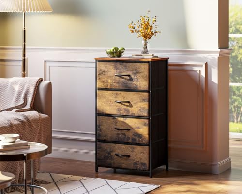 Small Vintage Dresser with 4 Storage Drawers - Compact Bedroom Storage