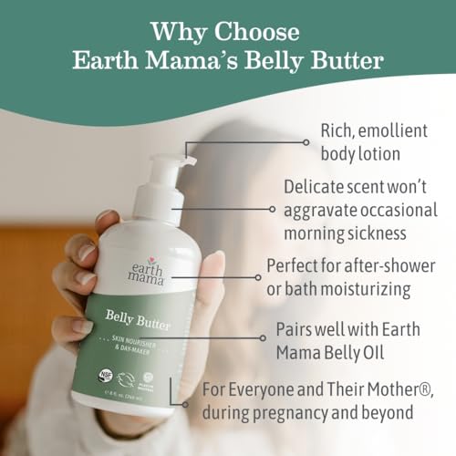 Earth Mama Belly Butter - 8 Fl Oz - Organic Pregnancy & Stretch Mark Moisturizer, Pack of 1