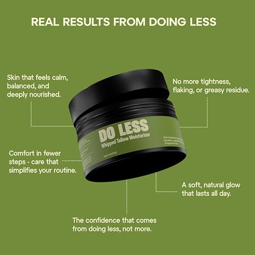 Do Less Whipped Beef Tallow Cream. Grass-Fed, All-Natural Moisturizer with Manuka Honey, Jojoba Oil & Vitamin E for Face and Body Nourishment, 4oz