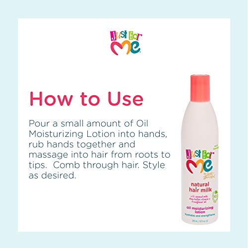 Just for Me Natural Hair Milk Lotion - Hydrates & Strengthens, Contains Coconut Milk, Shea Butter, Vitamin E, & Sunflower Oil, Lightweight Moisture, Reduces Frizz 10 oz