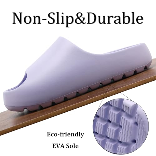 Jaeynow Cloud Slides for Women Men - EVA Recovery Open Toe Shower & Indoor Outdoor Sandals, Light Purple, Size 11-12 Women / 10-11 Men