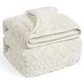 Weighted Blanket for Adults Queen Size 15 lbs Jacquard Cream White - Double-Sided Cozy Sleep