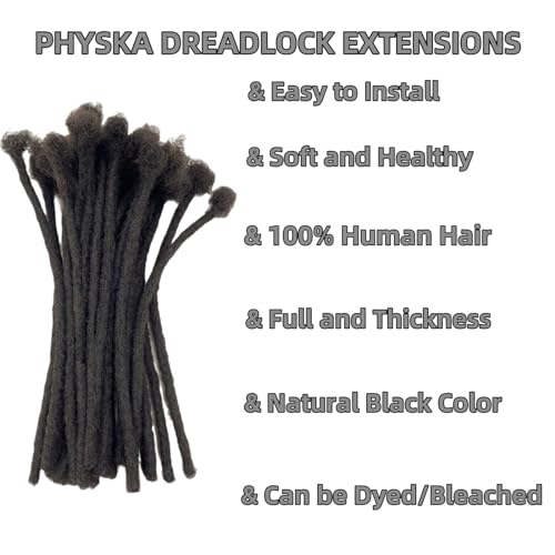 Human Hair Dreadlock Extensions 6inch/40 Strands 0.4cm Width Natural Black - Handmade, Dyed & Curled