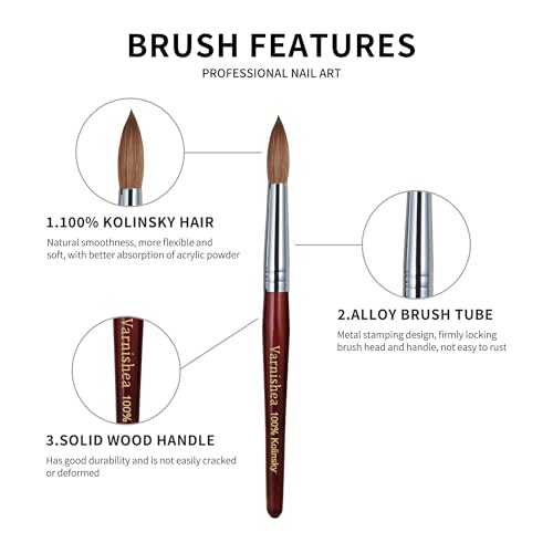 Brown 10# Acrylic Nail Brush with Solid Wood Handle - Professional Manicure Tool