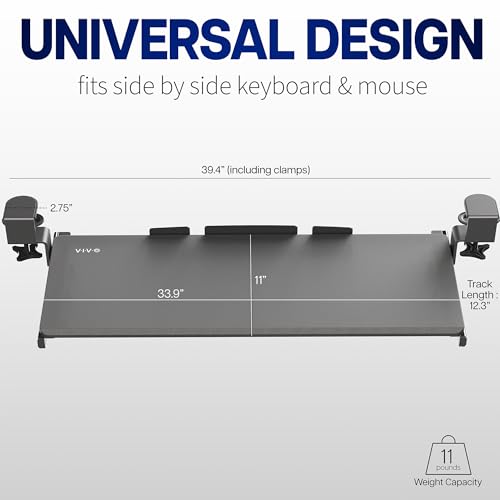 Black Extra Large Clamp-on Keyboard Tray 34 Inch for Desks - Mount-KB15EB