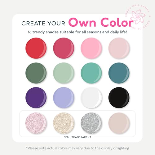 SUNUV Gel Nail Light for Nail Polish 48W UV Dryer SUN2C Rose, Hema-Free Gel Nail Polish Kit, 16 Colors Gel Polish Set