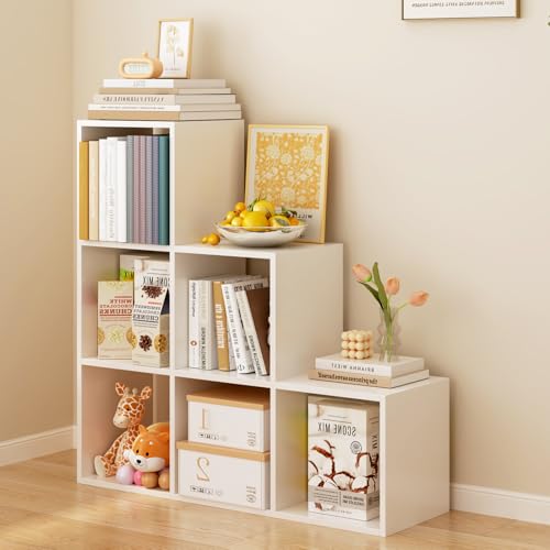 OSCHF Ladder Cube Storage Bookcase - 6-Cube Corner Shelf White - Variation of 6-Cube / White