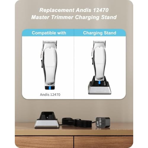 Charging Stand Compatible with Andis 12470/12660 Professional Master Cordless Lithium Ion Hair Clipper, Replacement for Andid Master Cordless Clipper Charger Stand.
