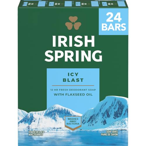 Irish Spring Icy Blast Men's Bar Soap Pack of 24 – Fresh Scent, 3.7 oz