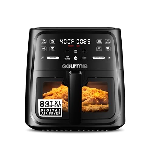 Gourmia 8 Qt Air Fryer with Viewing Window and 1700W Power, Black