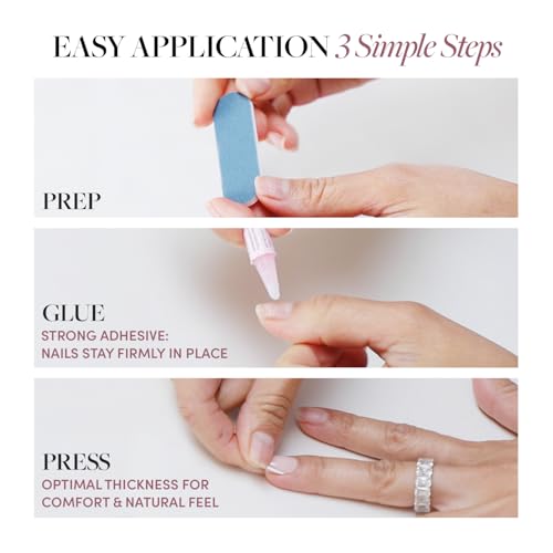 Glamnetic x GLAMZILLA Press On Nails - FOR THE ¡°IT¡± GIRLS | Short Squoval Nude Fake Nails, Semi-Transparent, Salon Quality, Everyday | 15 Sizes - 30 Nail Kit with Glue