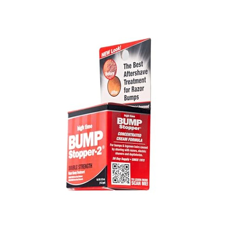 High Time Bump Stopper 2 Double Strength Ingrown Hair Cream | Aftershave Lotion for Men and Women | Razor Bump Balm | 0.5 OZ (5 Pack)