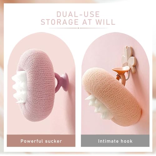 Super Soft Sunflower Suction Cup Bath Ball, 3D Exfoliating Body Bath Sponge for Adults and Children, Women and Men, Skin Friendly Sponge Mesh Pouf Shower Cleaning Brush (Colorful)