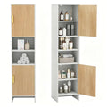UYIHOME White Tall Narrow Bathroom Storage Cabinet with USB Light