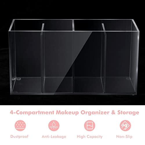 2 Pack Acrylic Makeup & Lash Organizer with Lid - 4 Compartments, Dustproof Storage - Variation 2