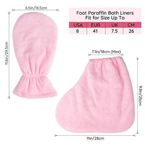 Paraffin Wax Gloves & Booties Set - Thick Heated Spa Mittens & Foot Liners, Pink, Medium - Thermal Hand & Foot Therapy