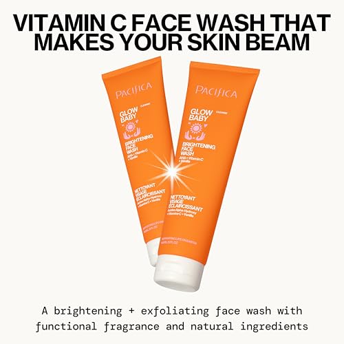 Vegan Brightening Face Wash & Hydrating Face Lotion Set – Vitamin C & E, AHA, Exfoliating & Moisturizing Skincare