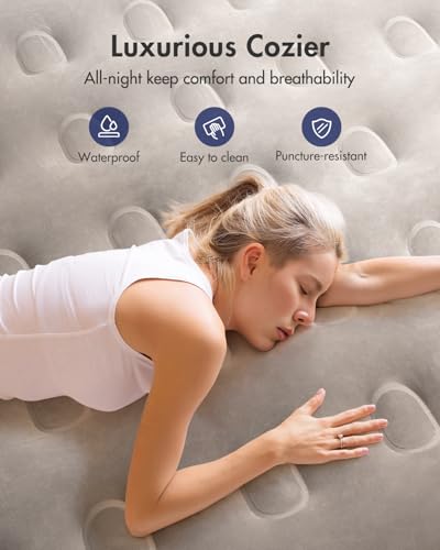 Black-Gray Queen Air Mattress with Built-In Pump, 18-Inch High, 750lb Support