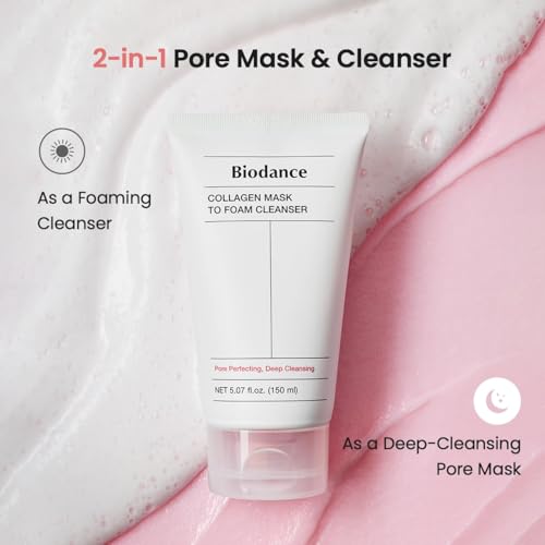 BIODANCE Collagen Cleansing Duo: 2-in-1 Pore Mask to Foam Cleanser & Gentle Cleansing Oil Set, Facial Wash and Makeup Remover for Sensitive Skin, Korean Skin Care, Skin Care Set