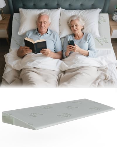 Queen Size Wedge Pillow for Acid Reflux Relief - 5 Inch Height, White, GIVANLEE