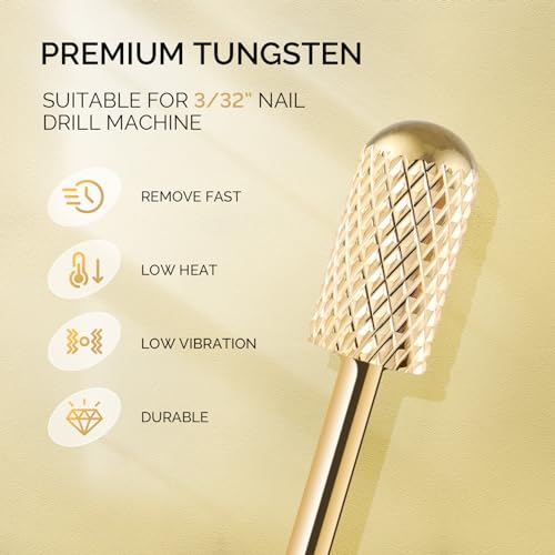 Gold Tungsten Carbide Nail Drill Bits Set - 7pcs for Manicure Pedicure