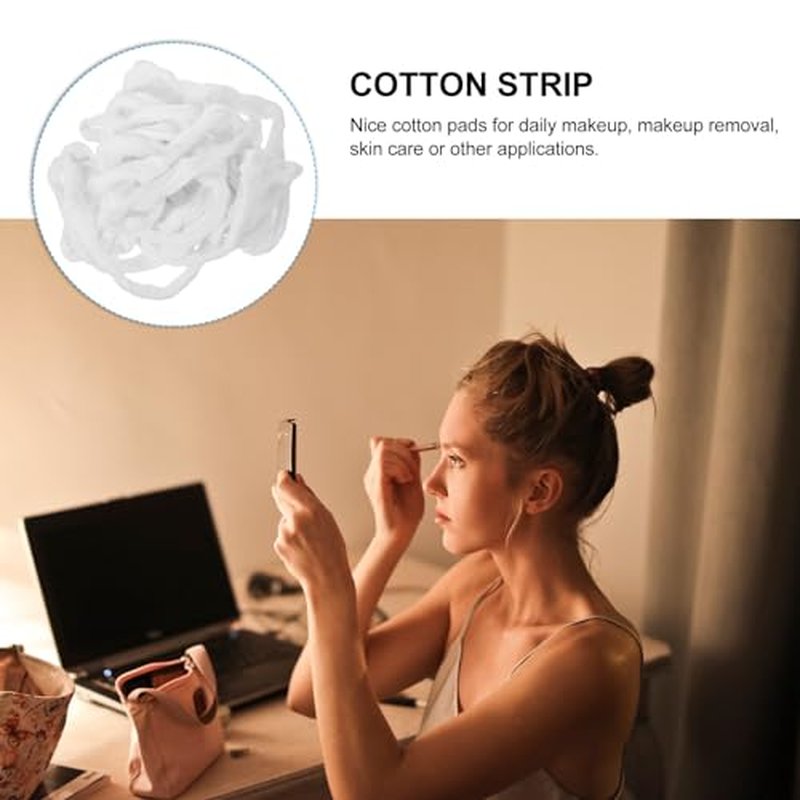 EXCEART Cotton Ball Strips for Beauty and Personal Care 1 Pack Disposable Cotton Pads for Makeup Removal and Salon Use 200G Soft Absorbent Rounds