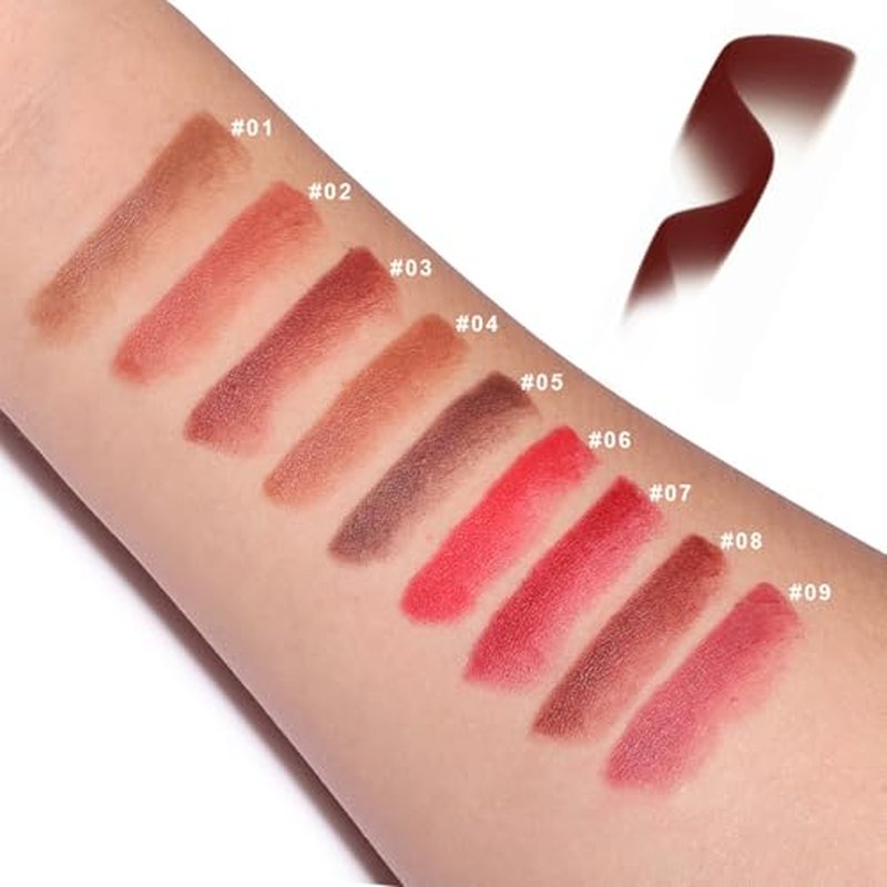 Matte Lip Liner Set Gradient Velvet Lip Crayon with Retractable and Long-Lasting Lipsticks for Women and Gift (9 Pcs #01-#09)