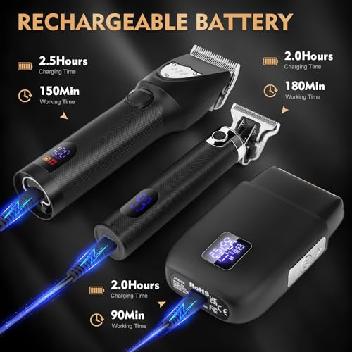 Suttik Professional Hair Clipper Set for Men Black - Barber Kit with Travel Case