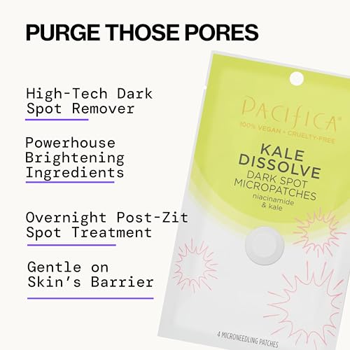 Pacifica Dark Spot Dissolving Micropatches ? Microneedling Dots w/ Niacinamide 12-PACK Tranexamic Acid & Kale to Fade Post-Acne Marks and Age Spots, Brightening Patch Treatment, Clean Vegan Skincare?