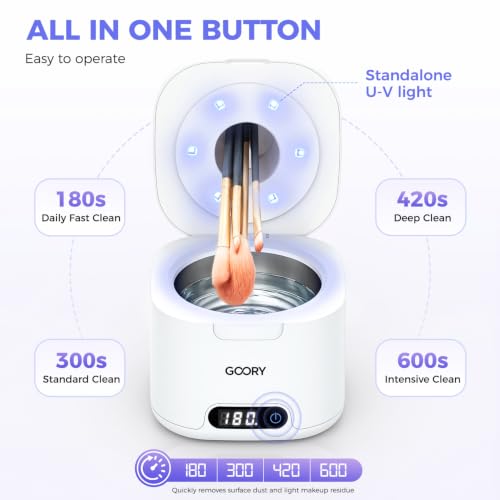 GOORY Ultrasonic Makeup Brush Cleaner Machine 49kHz Portable Deep Cleaning