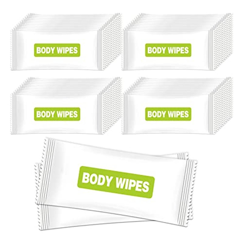 Body Wipes Individually Wrapped, 100 Pack Large Adult Bathing Wipes, No Rinse, Aloe Vera Extract, Odor Removal, for Fitness, Travel and Camping