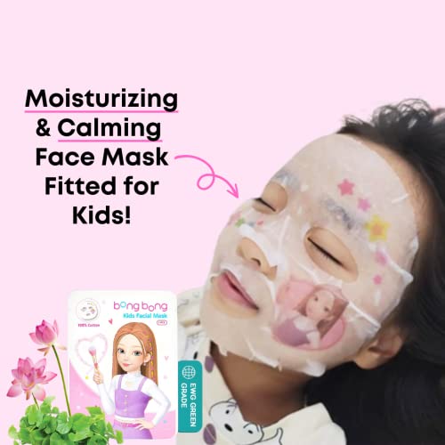 Kids Face Masks Spa 5-Pack with Headband - Princess Princess Mask for Girls, Cotton Sheet, Moisturizing, SPF 30, Sleepover Party Favors
