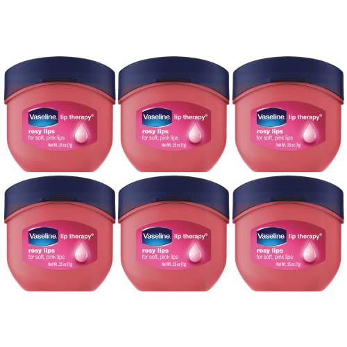 Vaseline Lip Therapy Rosy Lips 6-Pack ? Moisturizing Lip Balm for Very Dry Lips in Mini Jars, 0.25 Oz Ea