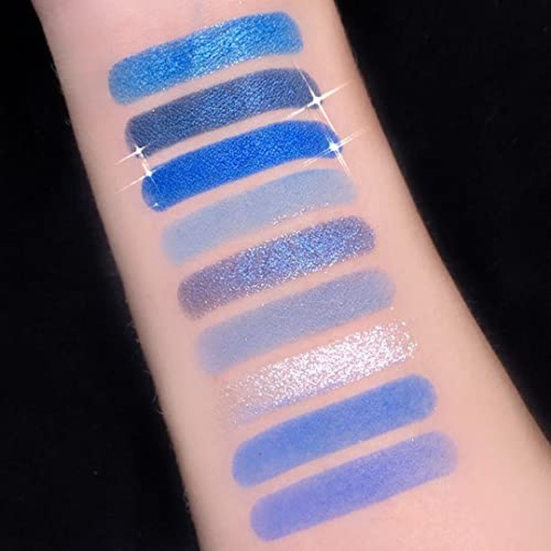 AMY'S DIARY Blue Eyeshadow Palette Eye shadow Makeup,Navy Blue Eyeshadow Shiny Sparkle Shimmer Glitter Eyeshadow Waterproof Pallete,royal blue Glitter Blue Eye Make Up