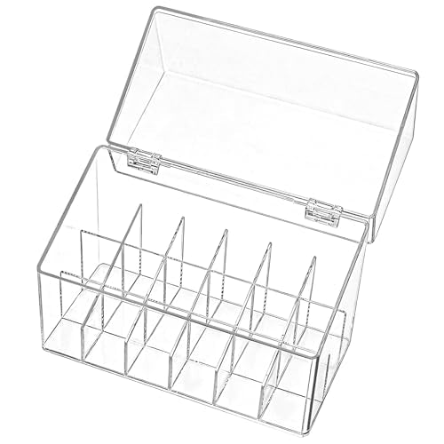 Foraineam 3 Pack Lipstick Holder Organizer with Lid, 18 Spaces Clear Acrylic Lipstick Display Stand Container, Dust-proof Beauty Makeup Storage Case for Cosmetic Dresser Vanity Cabinet Display