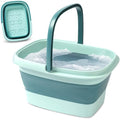 Foldable Foot Soaking Tub with Massage Rollers - Green & Blue Home Spa Bath Basin