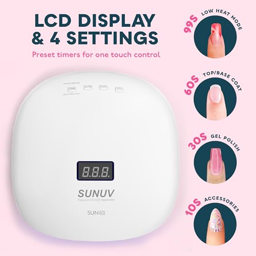 SUNUV Sun4s Pink UV & LED Gel Nail Lamp with LCD Display, 36 LEDs